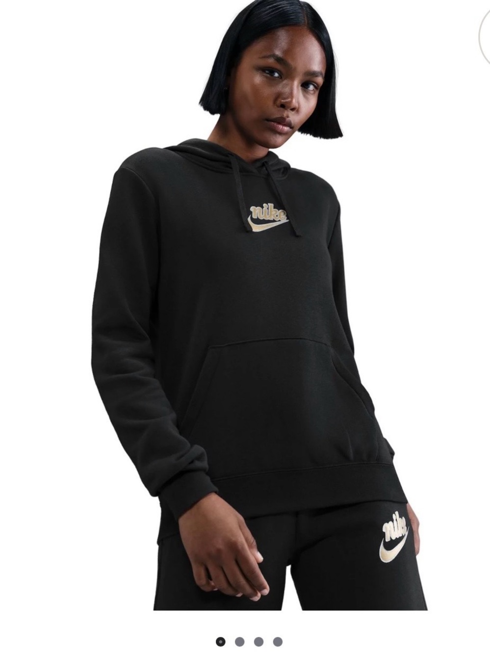 Nike Black Hoodie with Gold Swoosh Detail